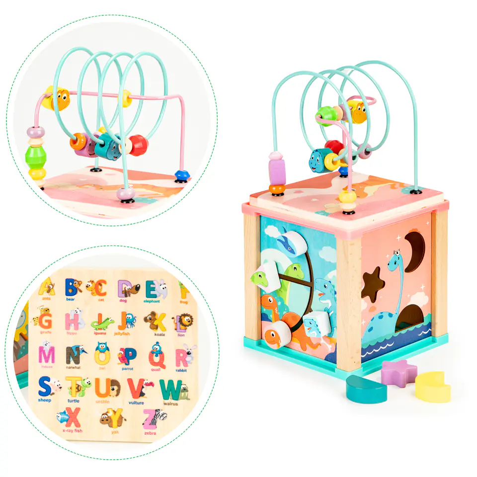 Drewniana kostka edukacyjna,  sorter mula ECOTOYS