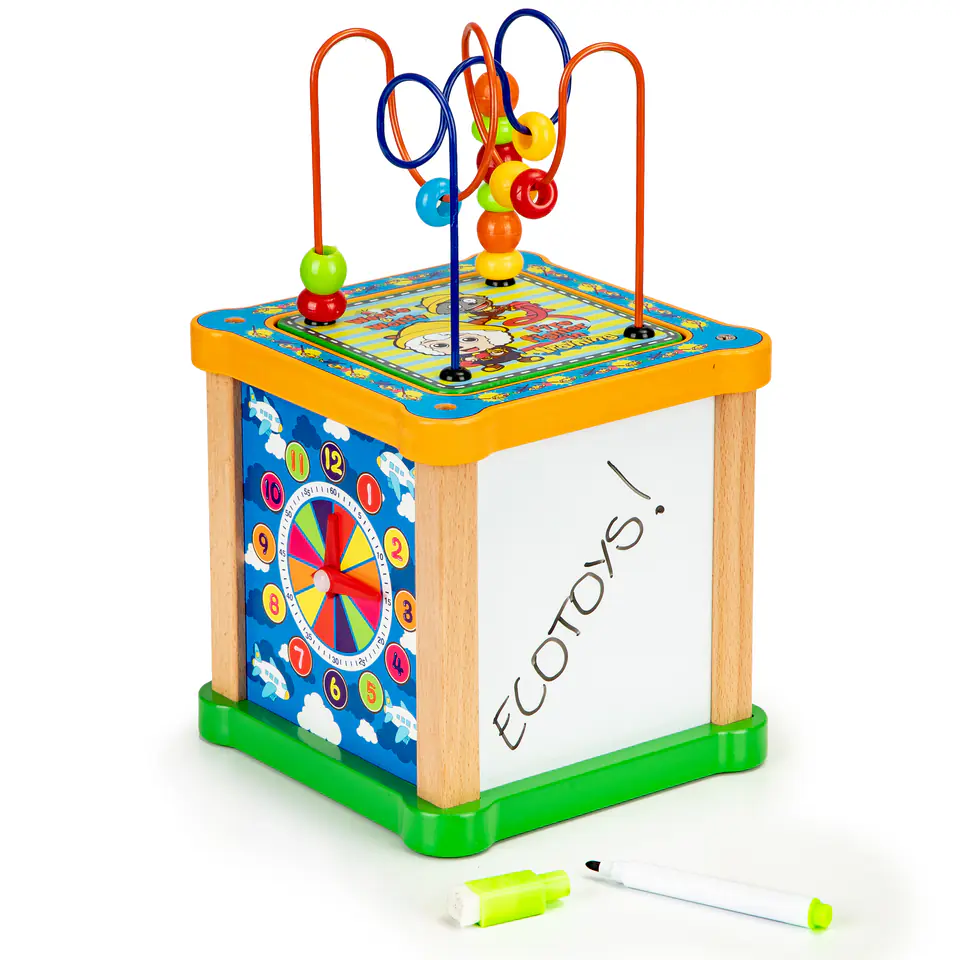 Wooden educational cube, ecotoys mule sorter board