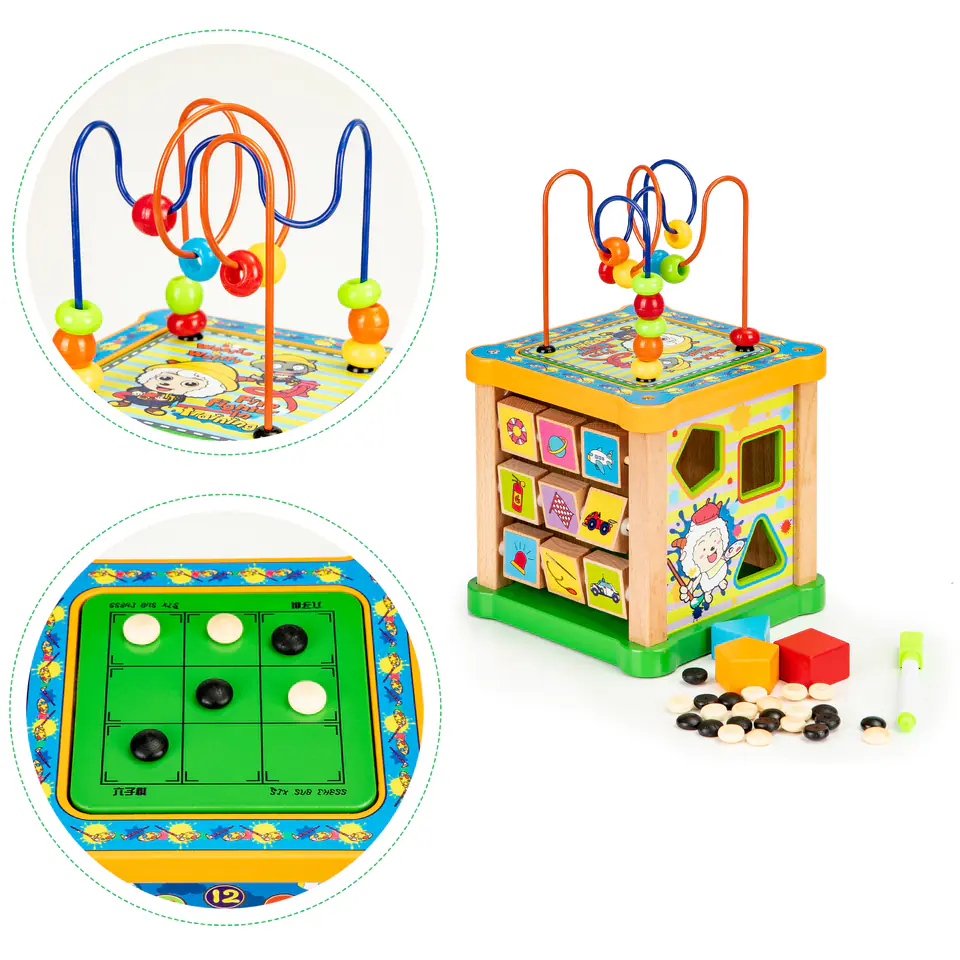 Wooden educational cube, ecotoys mule sorter board