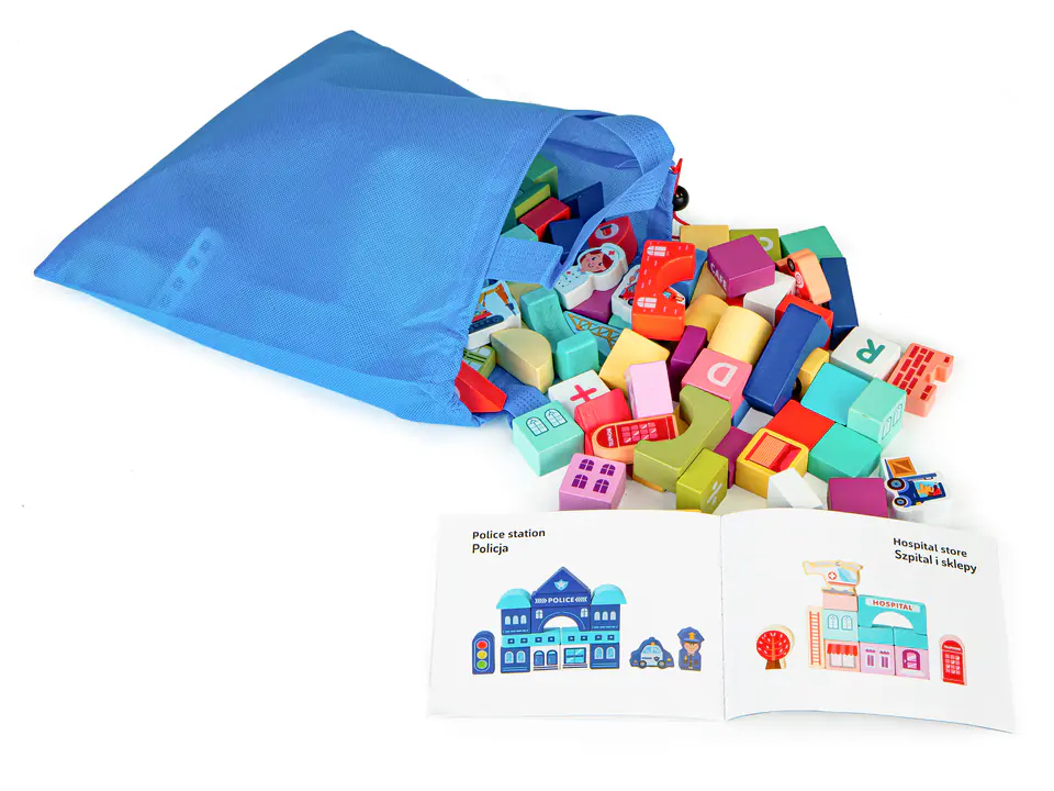 Wooden educational blocks city mat 121 pcs
