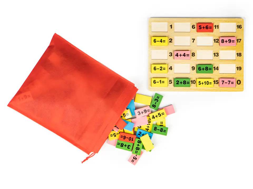 Math blocks with educational domino table