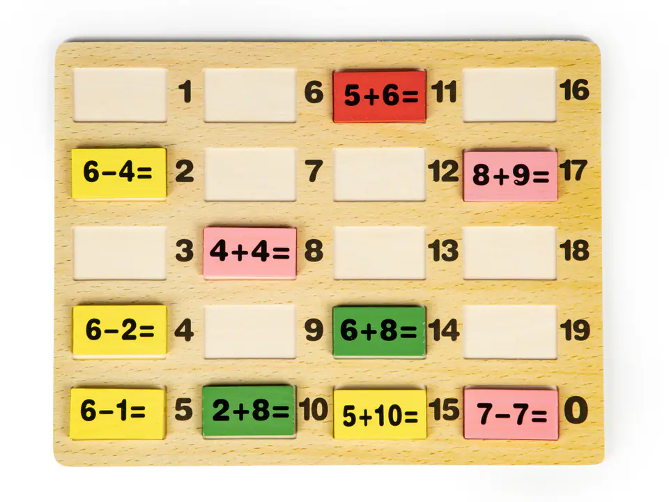 Math blocks with educational domino table