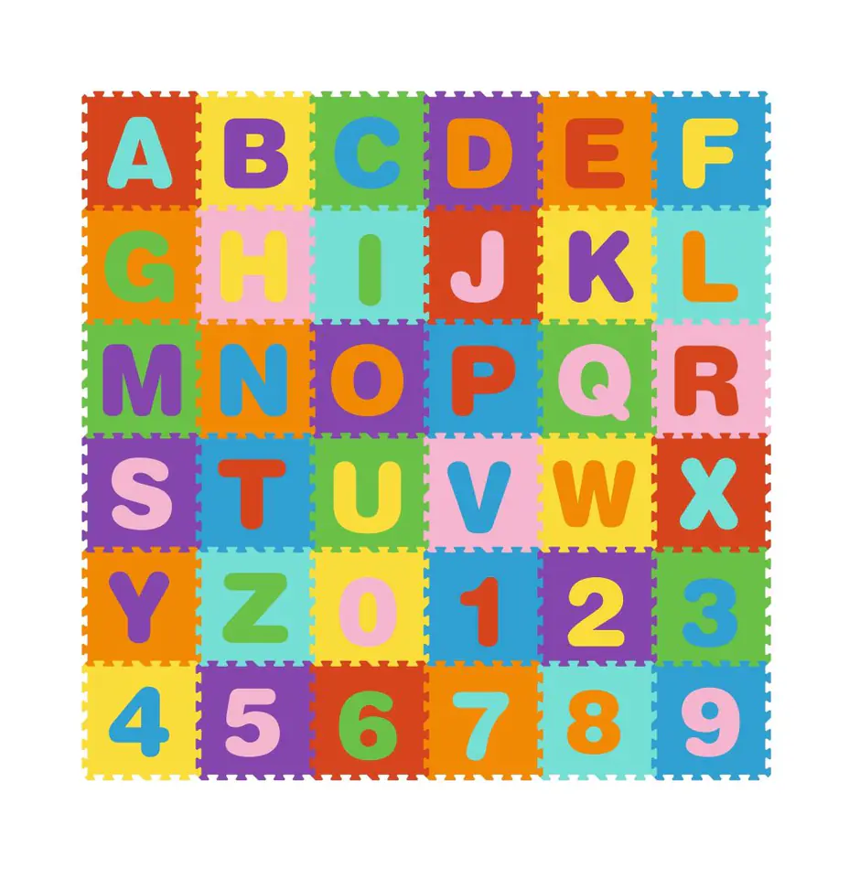 Large EVA foam mat for children letters number 178x178 cm 36 el.