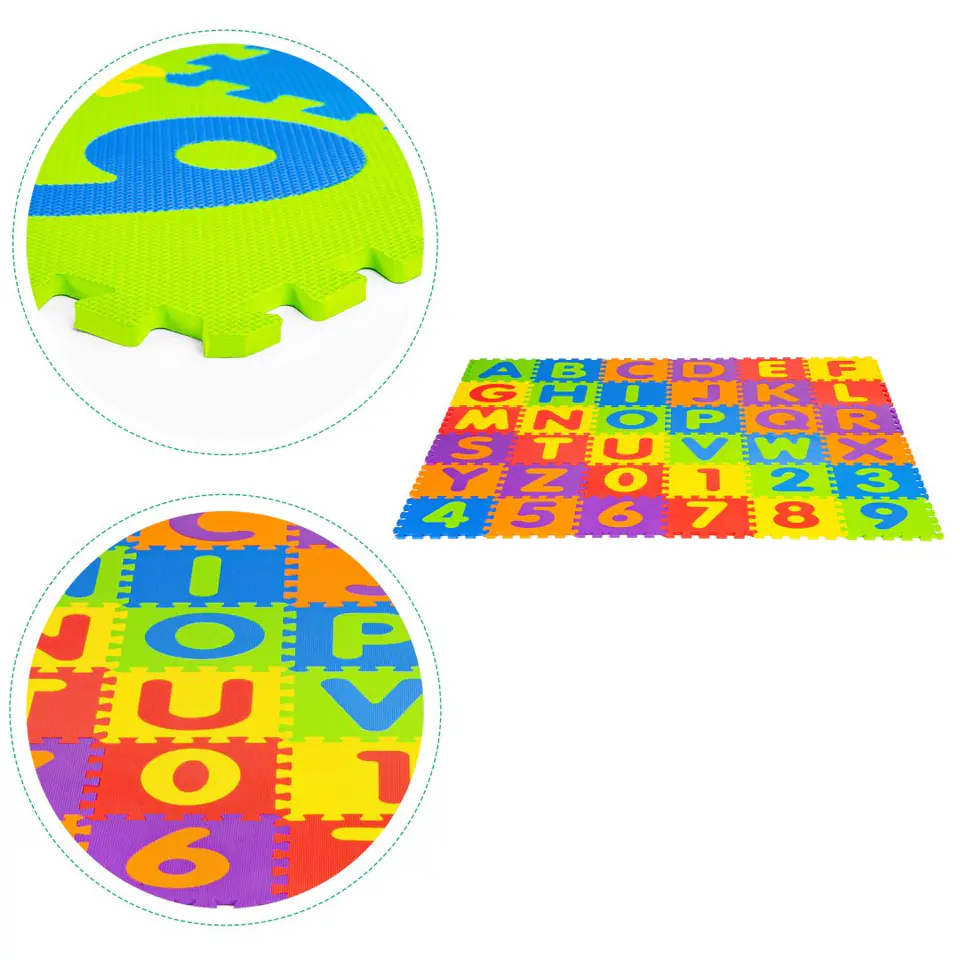 Large EVA foam mat for children letters number 178x178 cm 36 el.