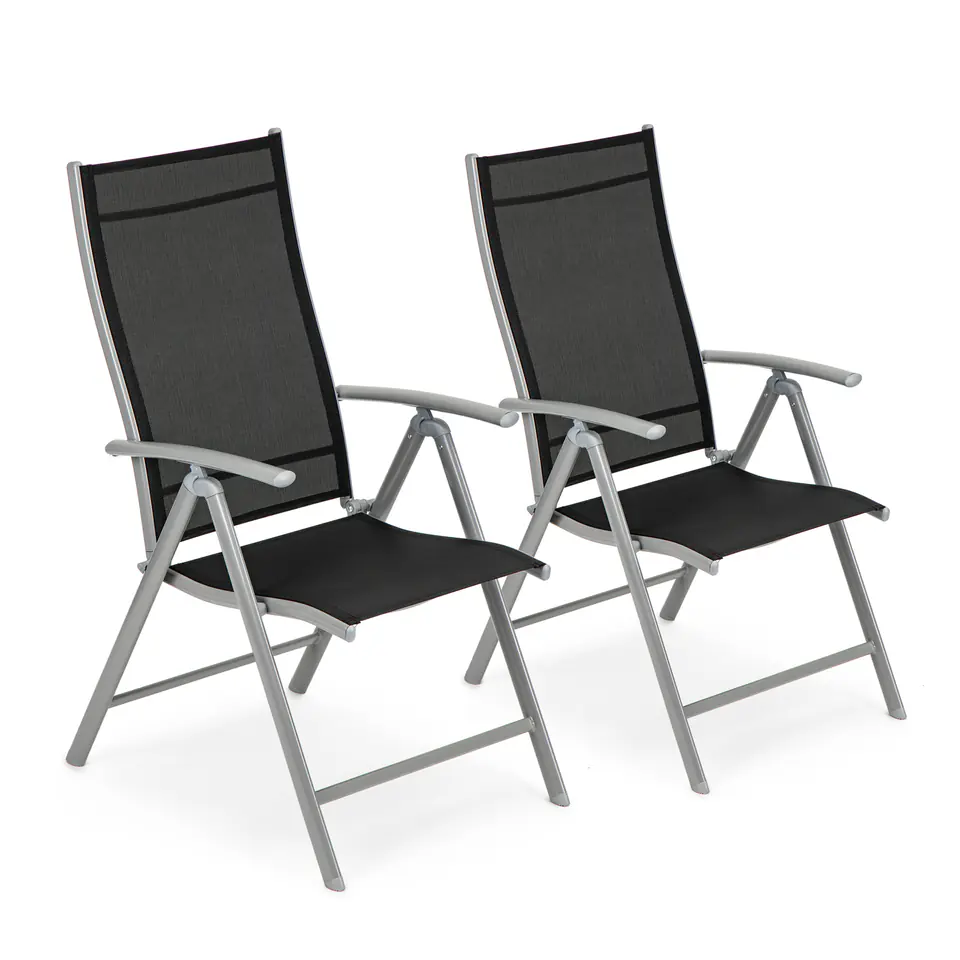 Krzesło ogrodowe regulowane 7 stopniowe oparcie zestaw krzeseł 2szt - Srebne