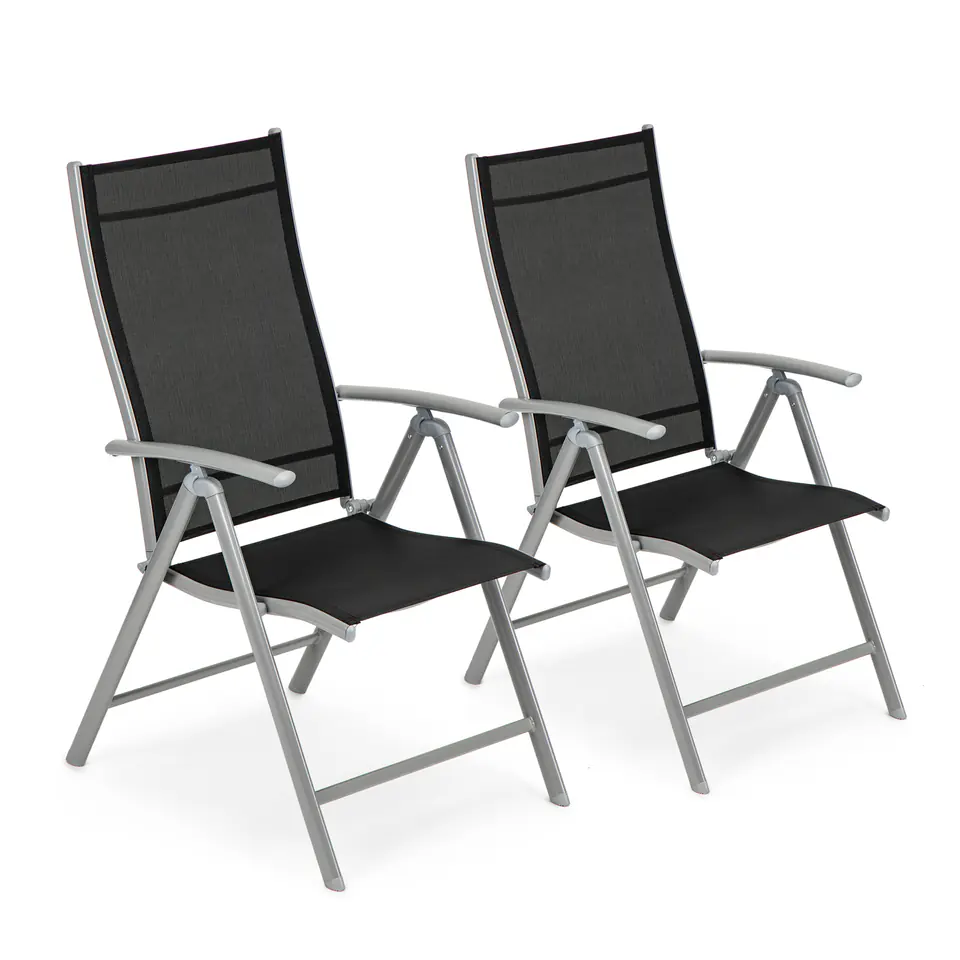 Garden chair adjustable 7 step backrest chair set 2pcs - Silver