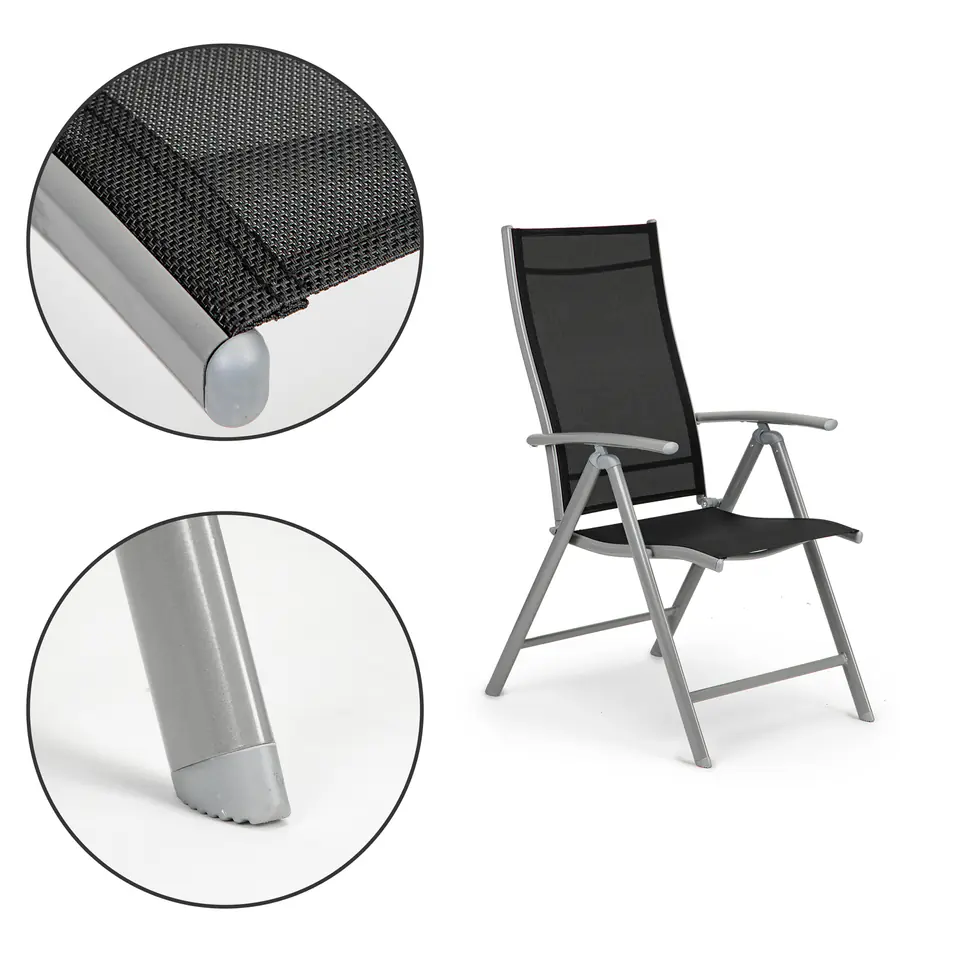Komplet krzeseł ogrodowych 4 szt regulowane metalowe krzesło - Srebne