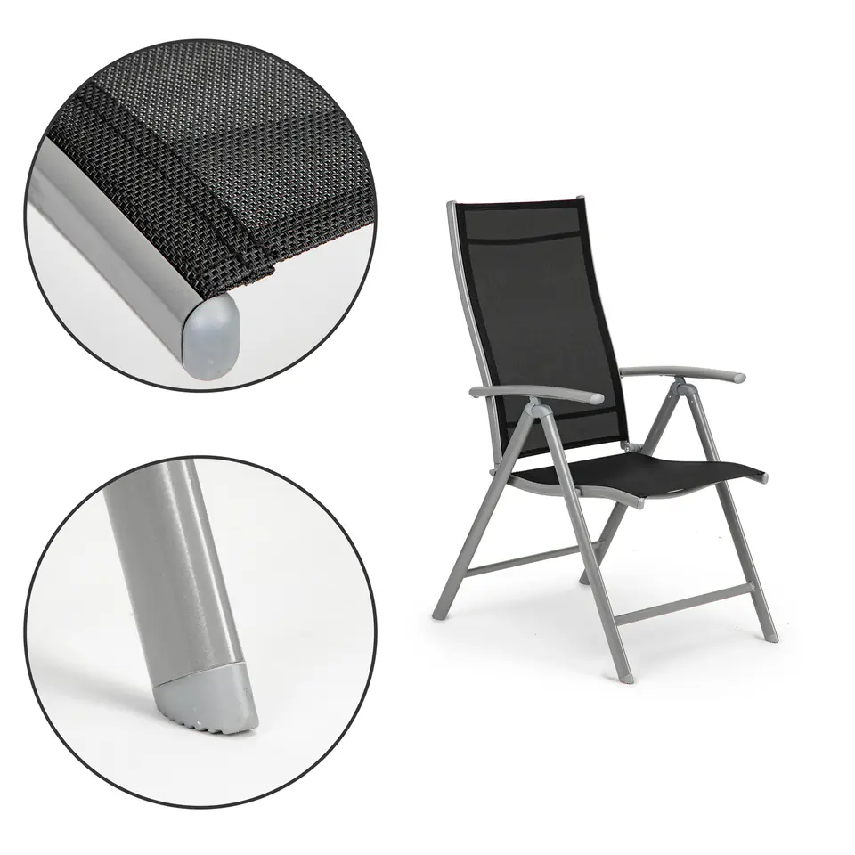 Garden chair adjustable 7 step backrest chair set 2pcs - Silver