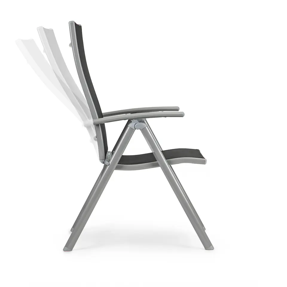 Garden chair adjustable 7 step backrest chair set 2pcs - Silver