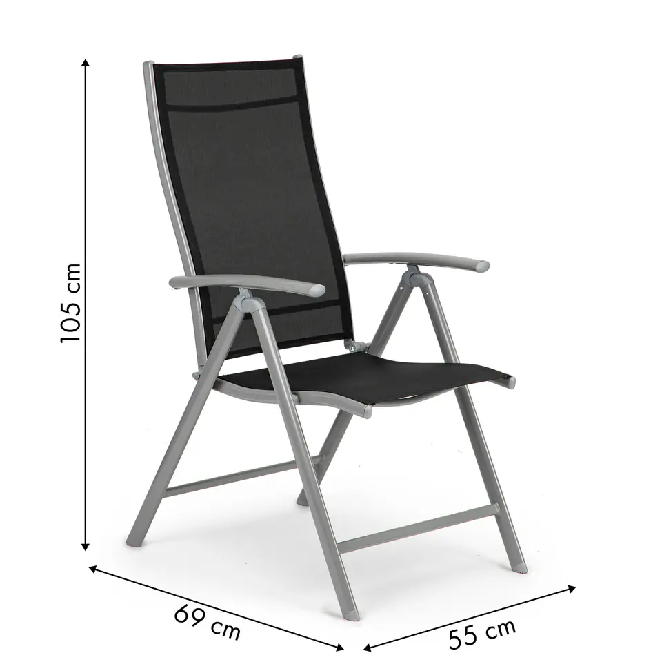 Garden chair adjustable 7 step backrest chair set 2pcs - Silver