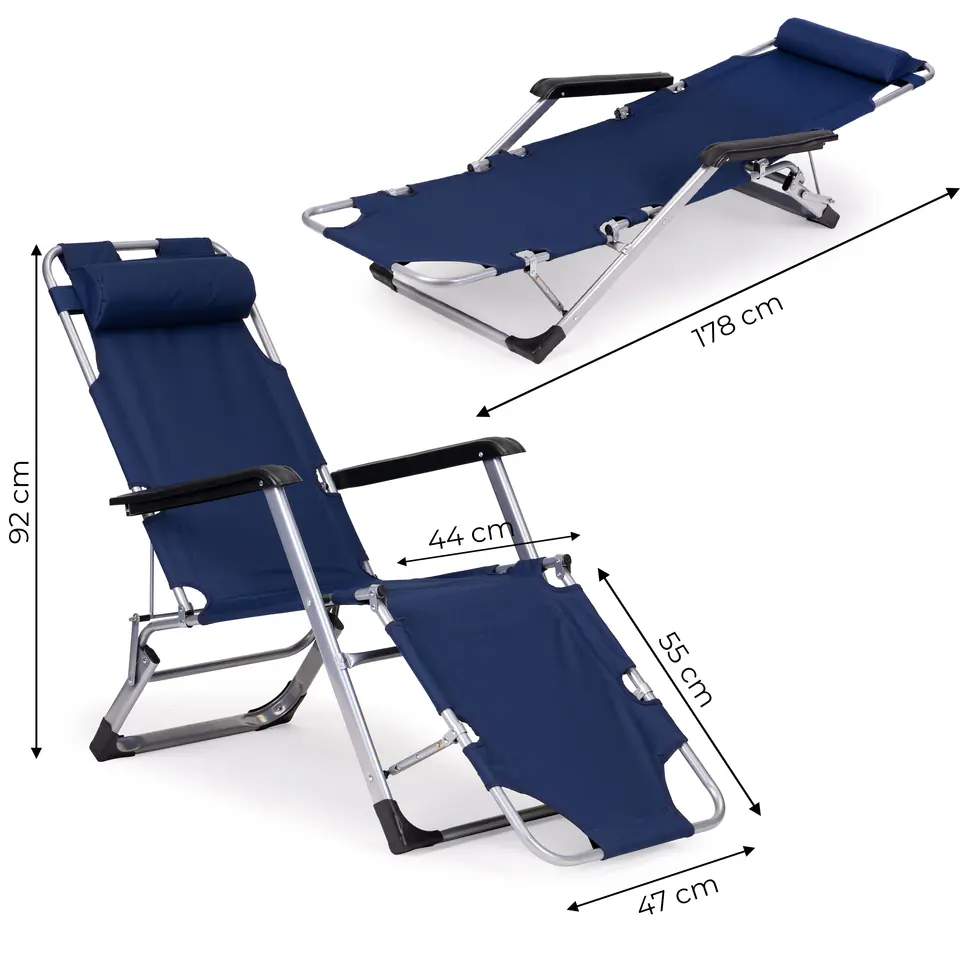 Sun lounger beach chair folding 2in1 couch