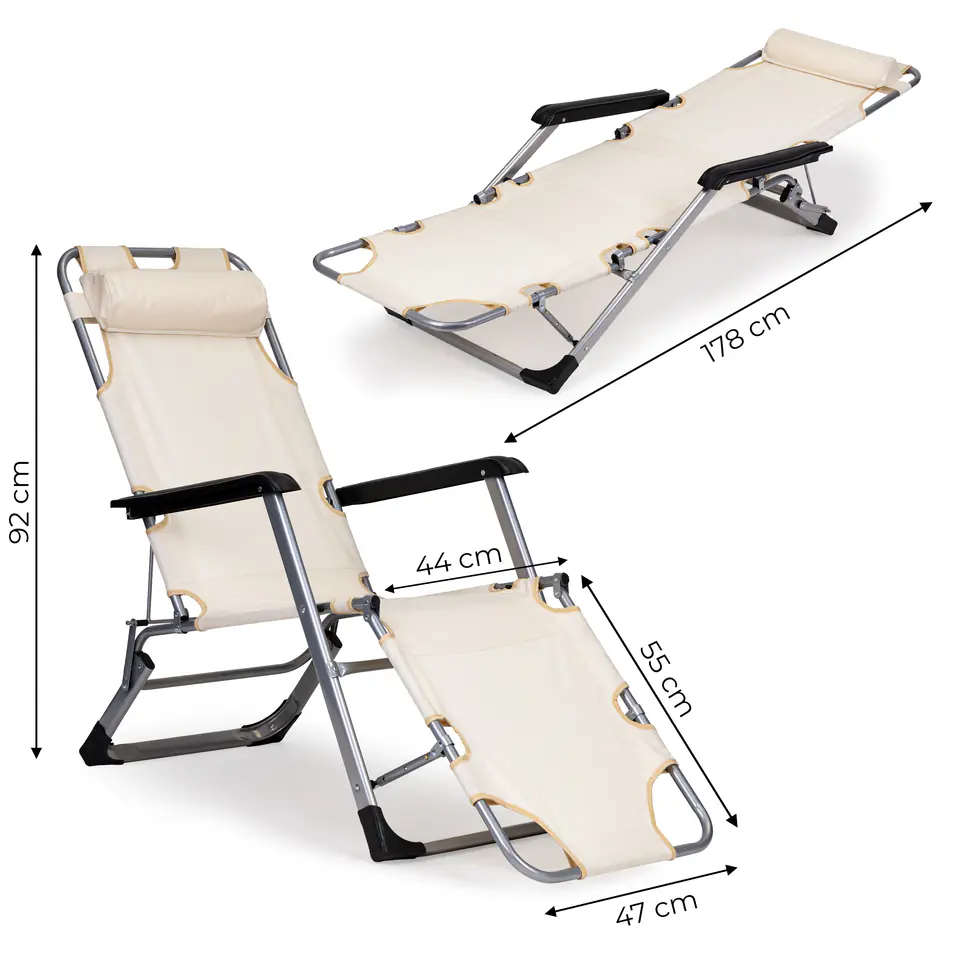 Sun lounger beach chair folding 2in1 couch