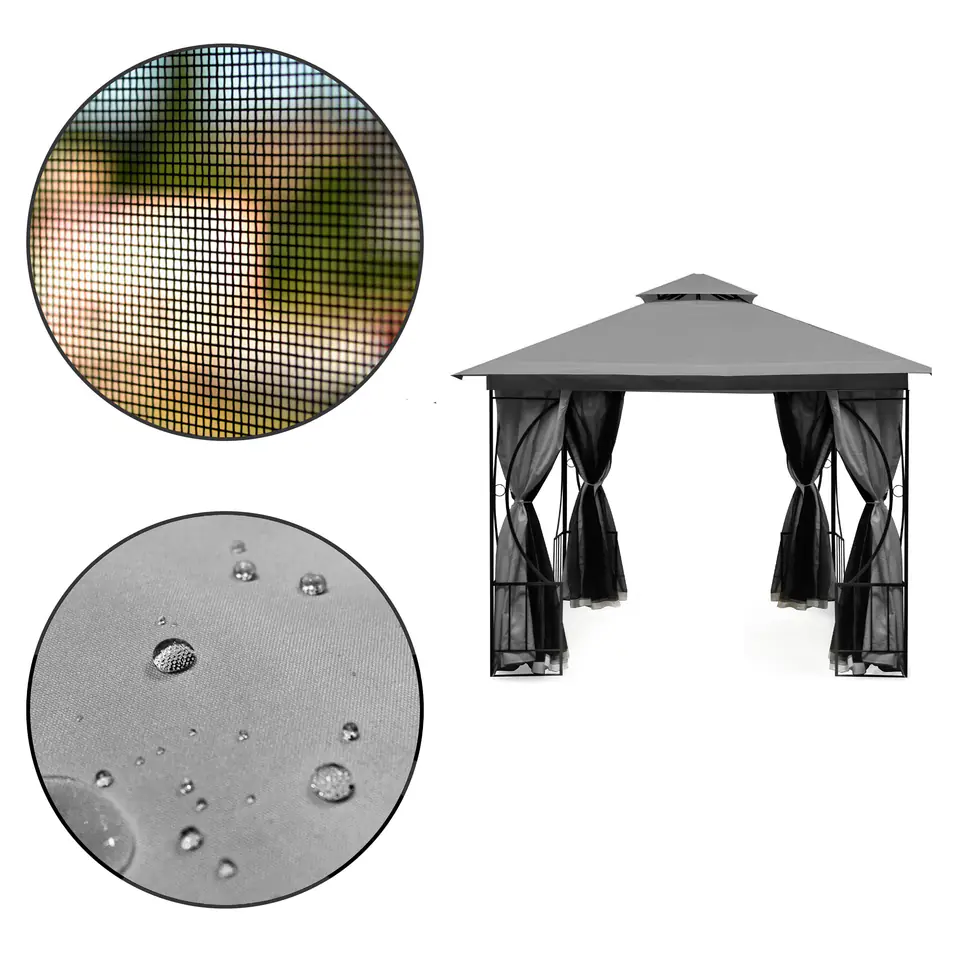 Namiot pawilon ogrodowy 2w1 ścianki moskitiera 3x3