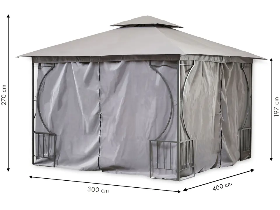 Tent garden pavilion lux gazebo 3x4m mosquito net and full walls