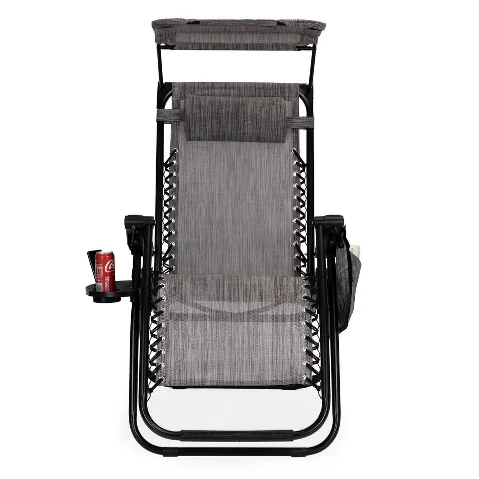 Leżak ogrodowy plażowy regulacja oparcia ruchomy daszek MultiGarden- szary