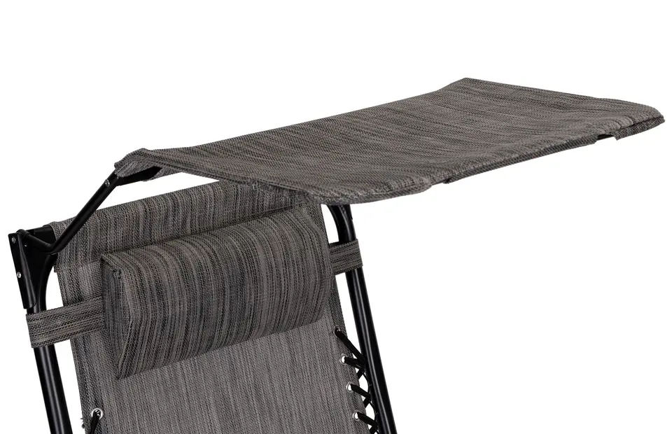 Leżak ogrodowy plażowy regulacja oparcia ruchomy daszek MultiGarden- szary