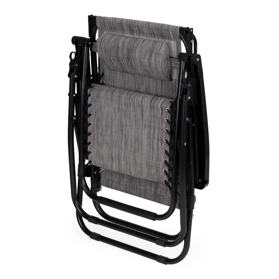 Leżak ogrodowy plażowy regulacja oparcia ruchomy daszek MultiGarden- szary