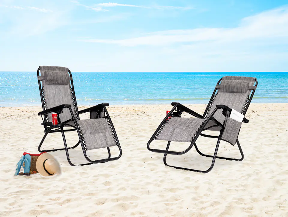 Sun lounger beach chair zero gravity + accessories