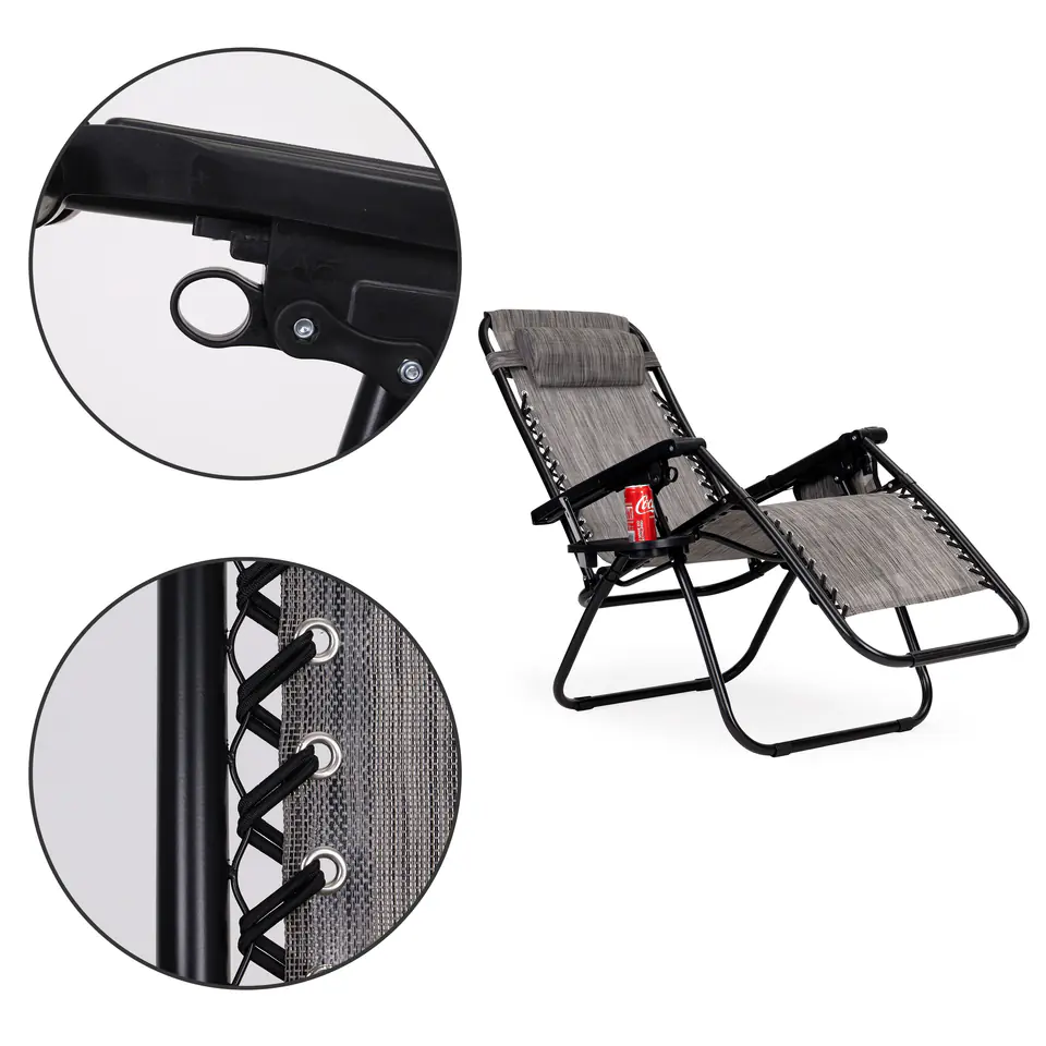 Sun lounger beach chair zero gravity + accessories