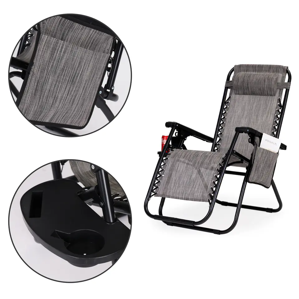 Sun lounger beach chair zero gravity + accessories