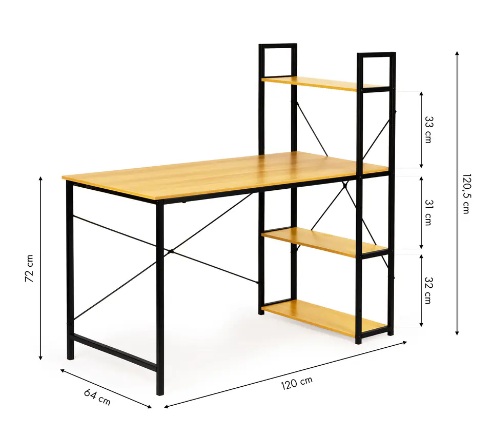 Computer desk wooden bookcase with loft shelves