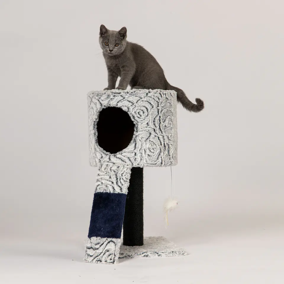 Cat scratching post tower hanging toy