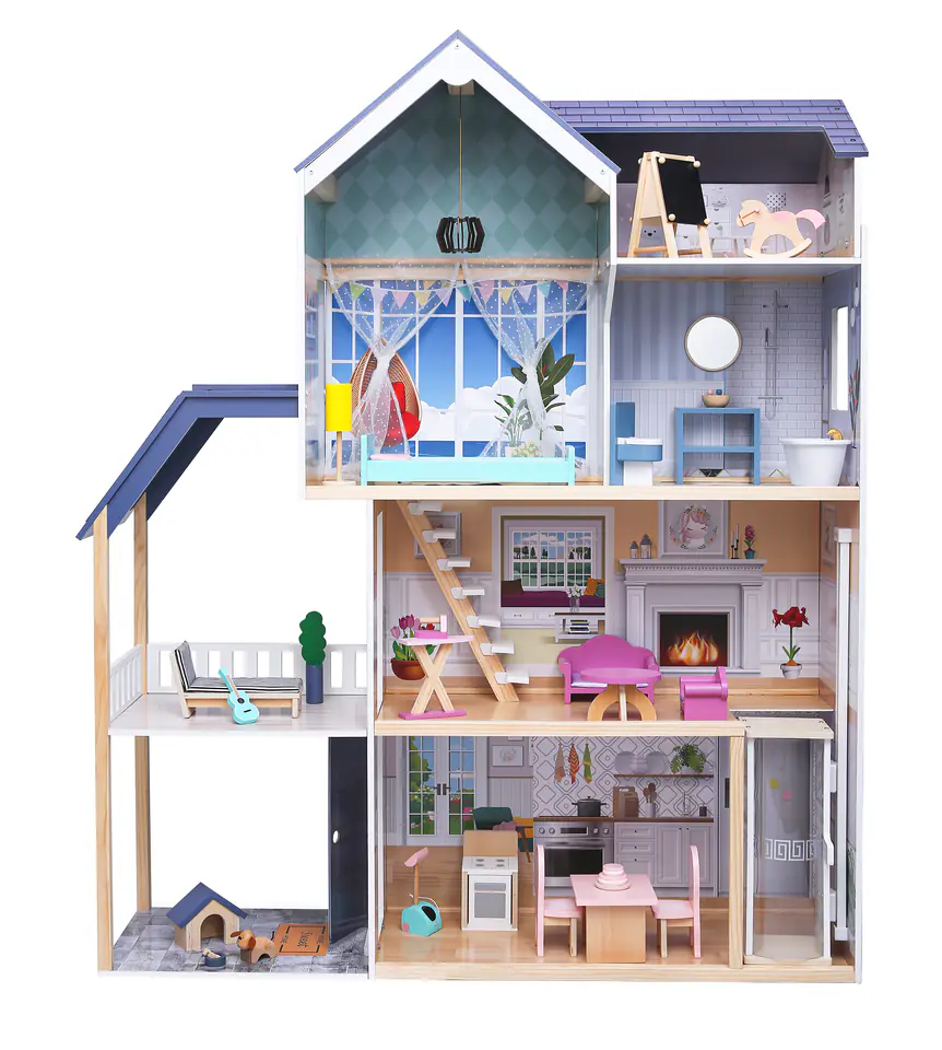 Domek dla lalek duży drewniany 138 cm Rezydencja Maya 28 el. ECOTOYS