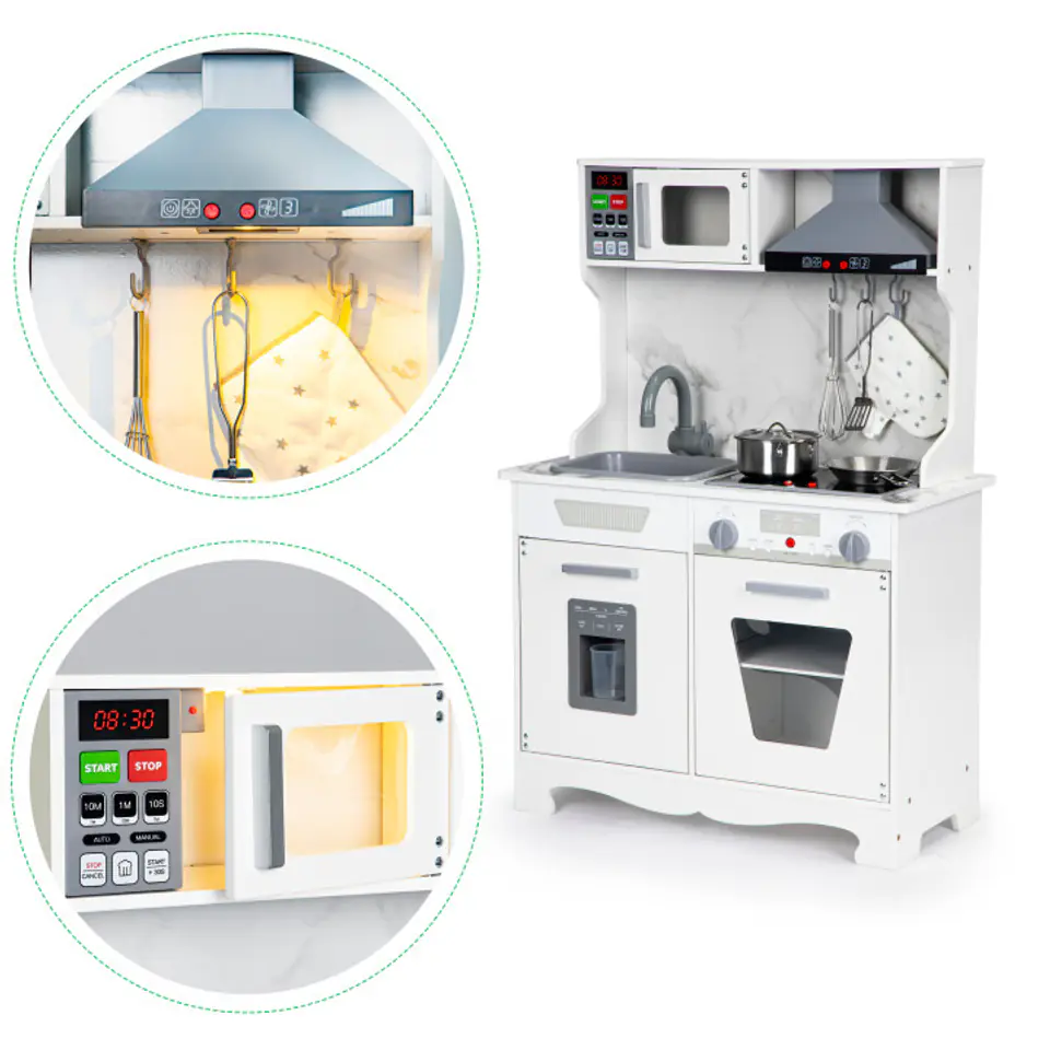 Wooden kitchen for children led sounds + accessories