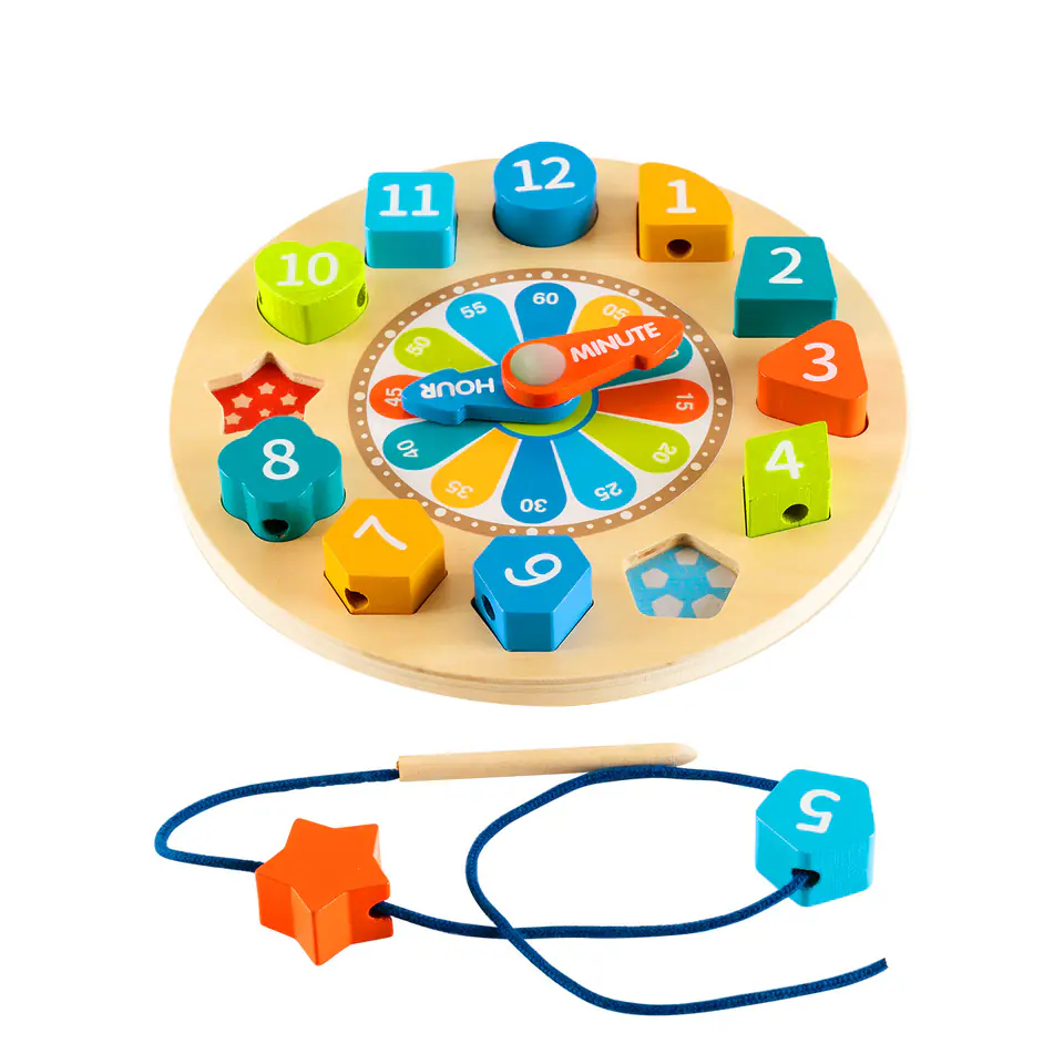 Wooden clock educational sorter 3in1 glowing