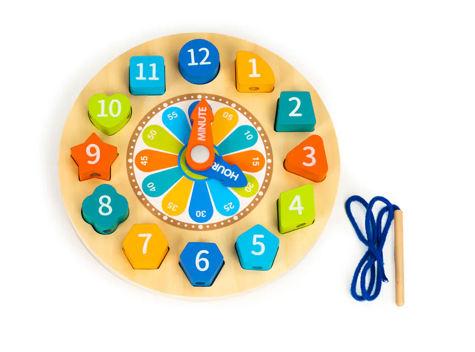 Wooden clock educational sorter 3in1 glowing