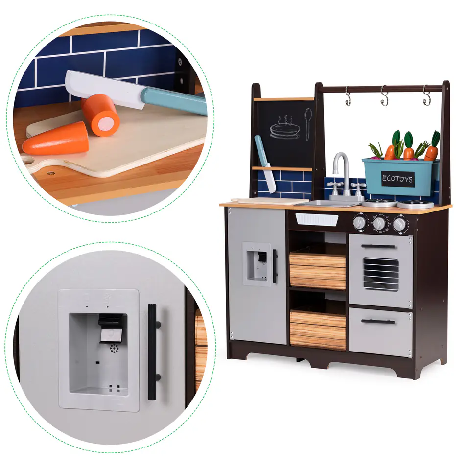 Large wooden kitchen for children accessories