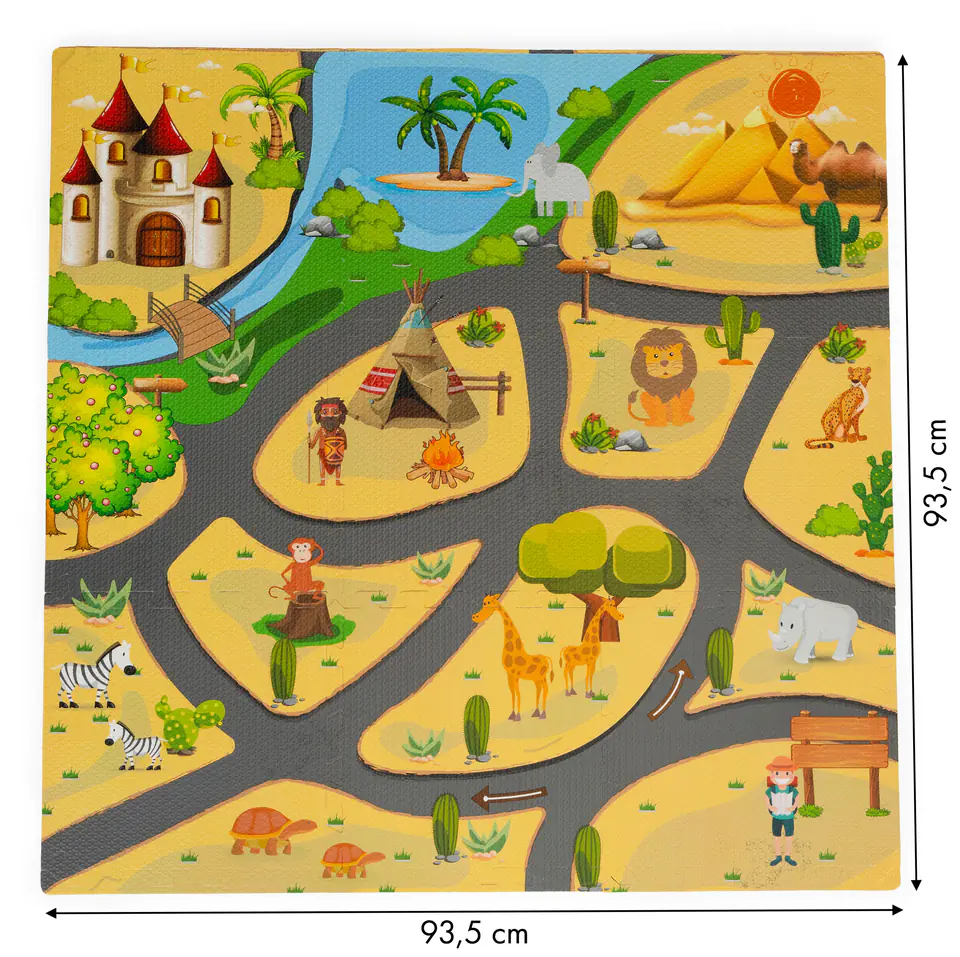 Foam mat for kids puzzle safari 9el 93x93cm