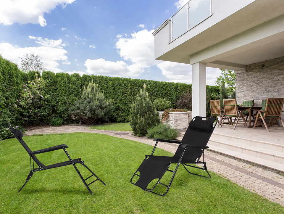 Garden lounger with headboard