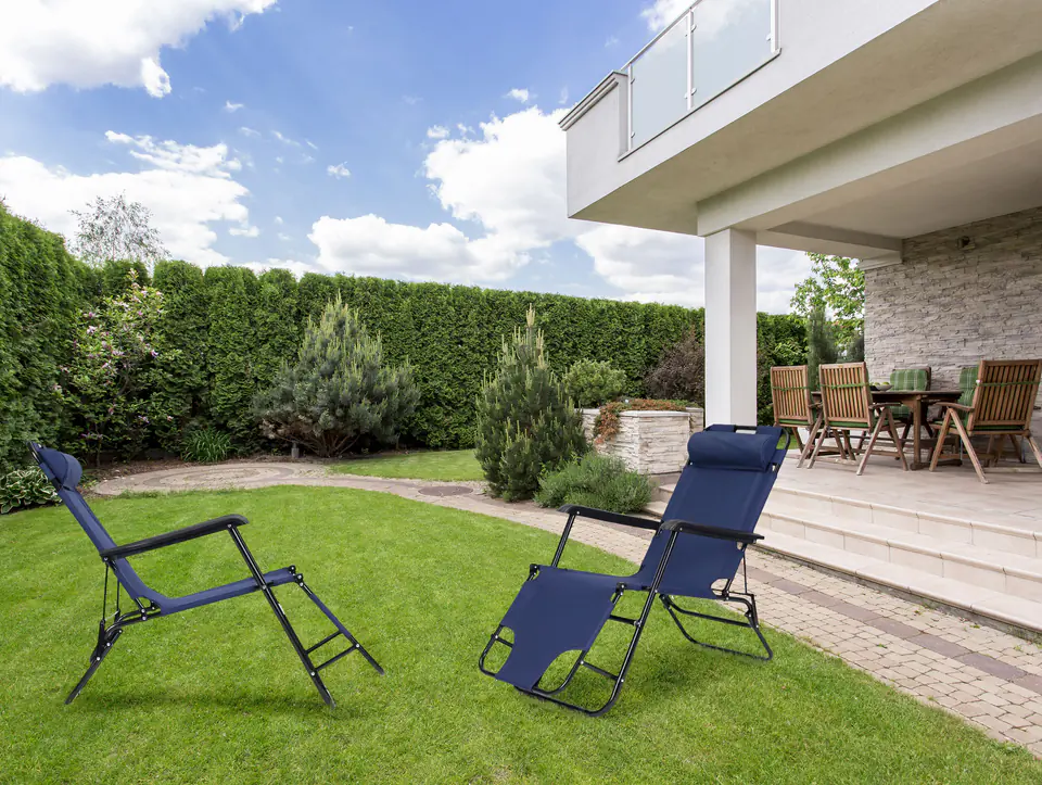 Garden lounger with headboard