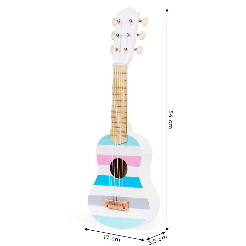 Gitara klasyczna drewniana dla dzieci - kolorowe pudło rezonansowe 6 strun ECOTOYS