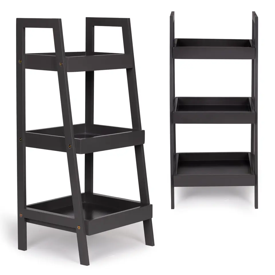 Bookcase bedside table modern ladder bathroom living room 3 shelves - Grey