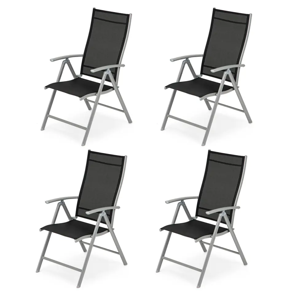 Set of garden chairs 4 pcs adjustable metal chair - Silver