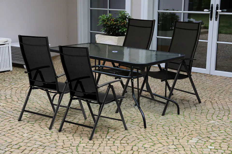 Glass garden table discount and chairs set