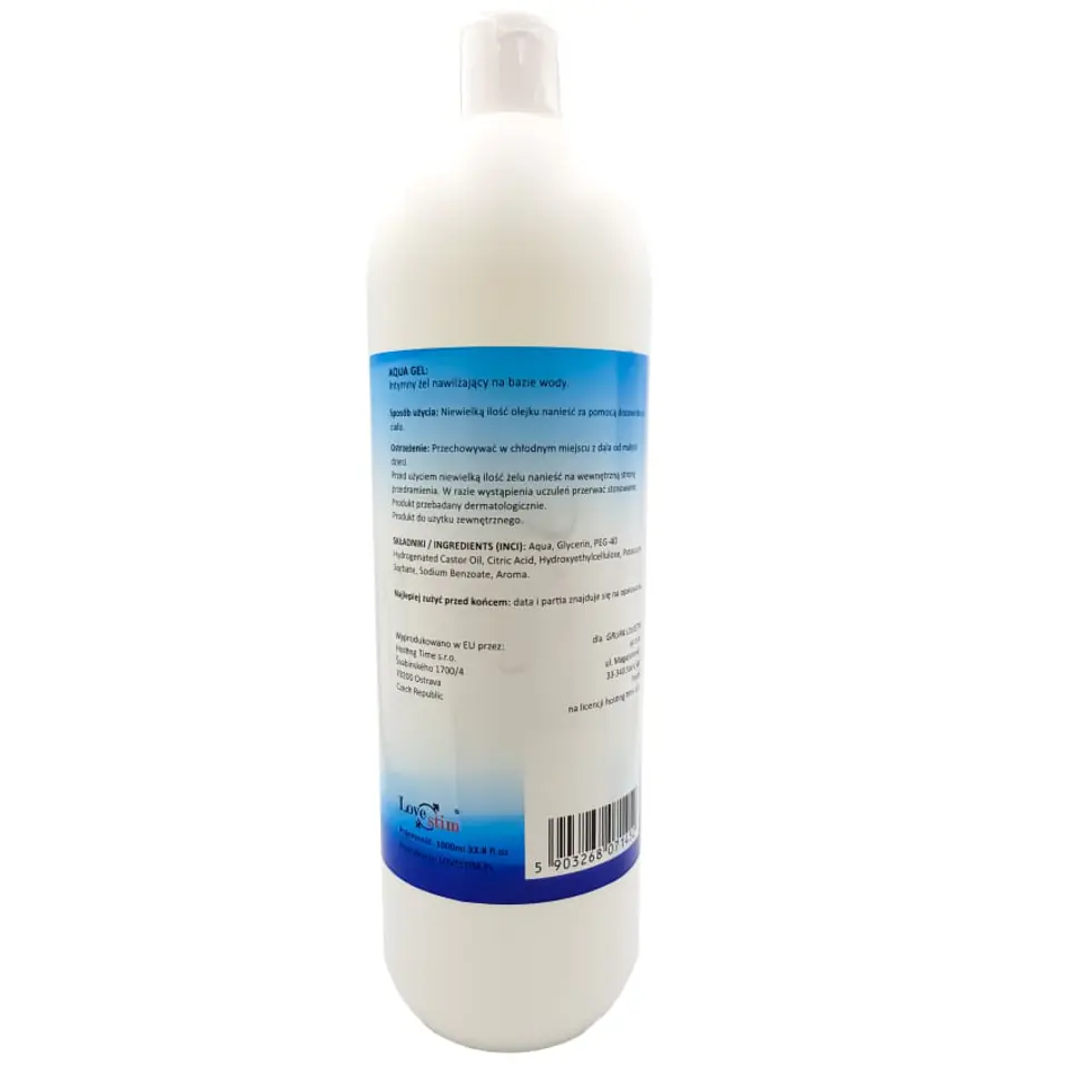 Water-based lubricant AQUA GEL 1000ml DOES NOT STAIN