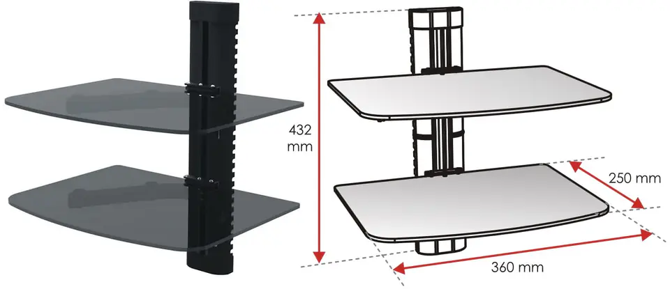 Wymiary podwójnej półki pod telewizor