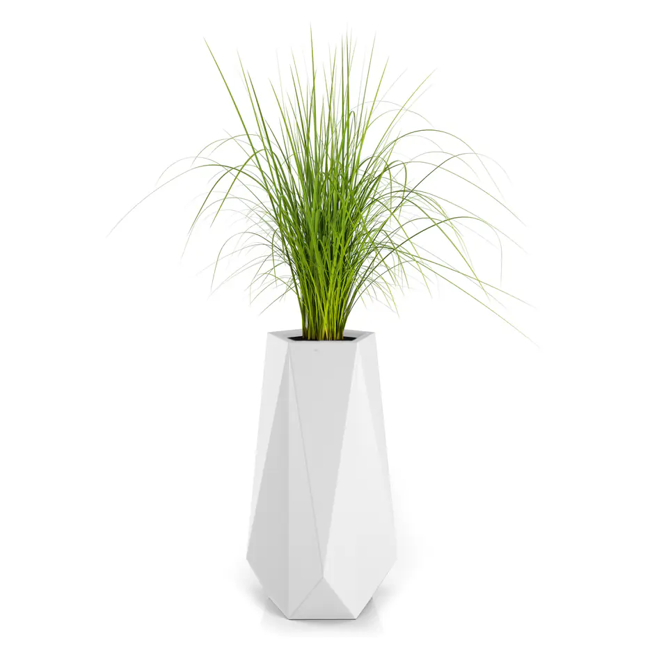 White garden pot Siena with lighting