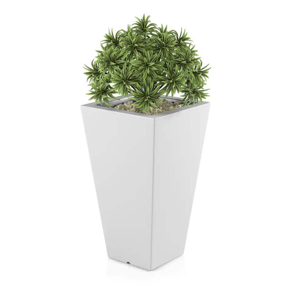 Slim white garden pot with lighting