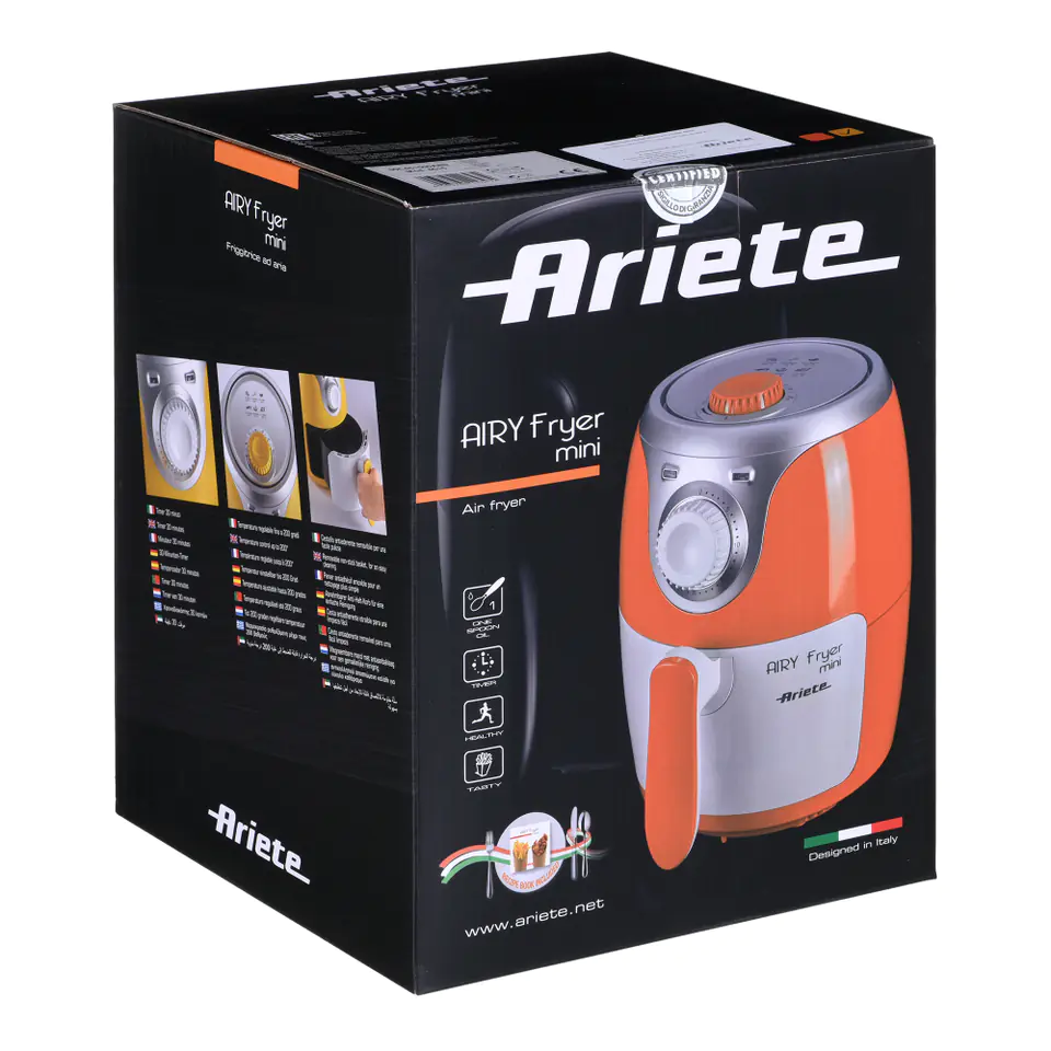 ARIETE 4615 Air Fryer Mini Heißluftfritteuse 1000W 2 l Gelb Wasserman.eu
