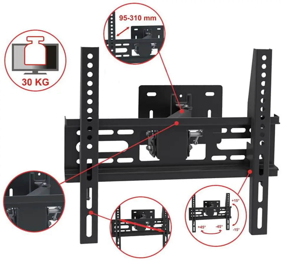 Uchwyt TV 22-47` 30kg AR-49 w szczegółach