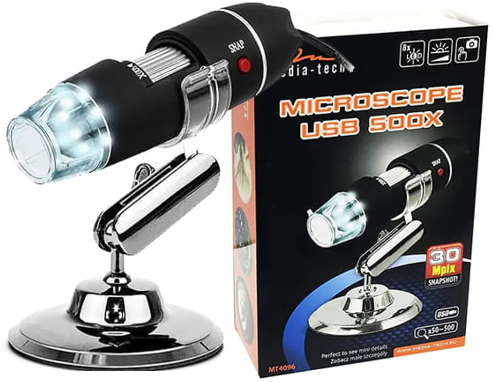 USB microscope MICROSCOPE USB 500X MT4096 • Media-Tech Polska