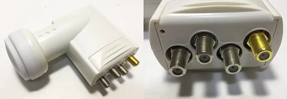 Zdjęcie podłączeń F w konwerterze Opticum Robust UNICABLE LNB SCR 3