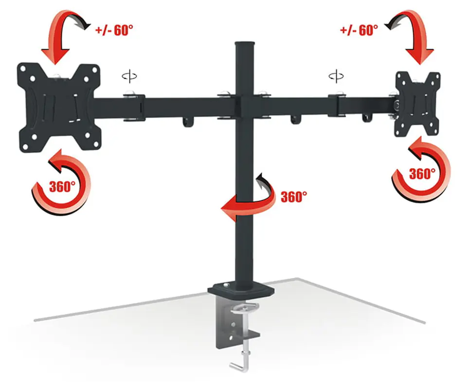 Uchwyt biurkowy na dwa monitory/tv AX Pixel Twin