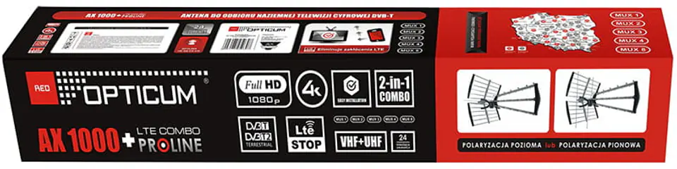 Antena DVB-T2 Opticum AX1000 LTE Combo Proline