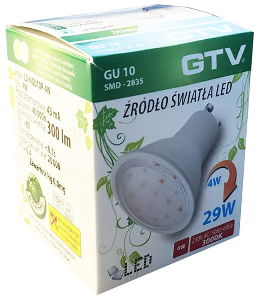 Żarówka LED 15 LED SMD 2835 ciepły biały GU10 4W 230V 120st. LD-NGU10P-4W