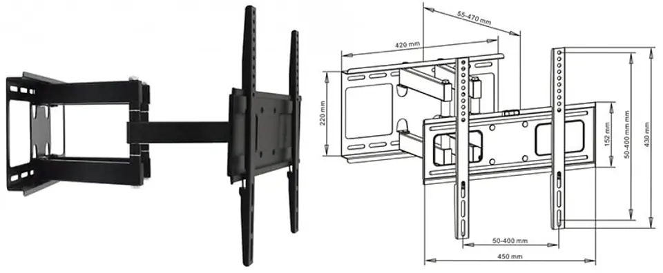 Wymiary uchwytu lcd Art AR-70